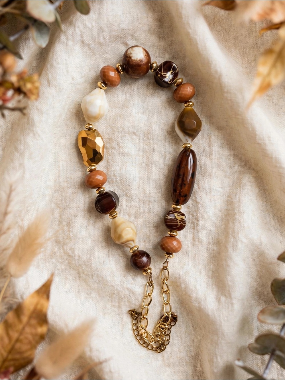 Boho Fall Chunky Bead Necklace